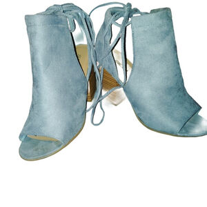 Dusky Sky Blue Lace-Up Heels